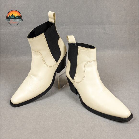 Everlane Boot Leather Made in Italy Wild Western Americana Style White Size 7 - Picture 10 of 16